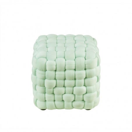 Pouf en tissu tressé - Tina - 27 x 27 - Vert