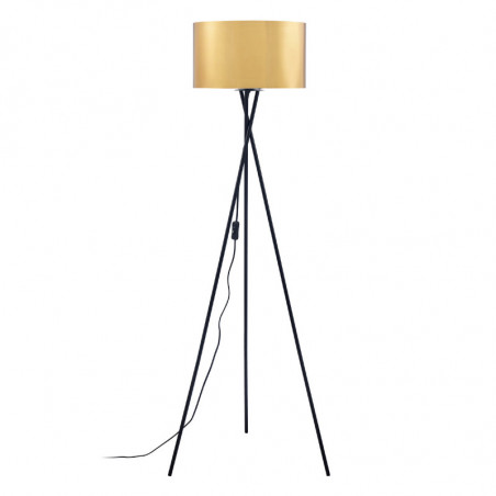 Lampadaire avec abat-jour - Cuivre - H 140 cm - Noir