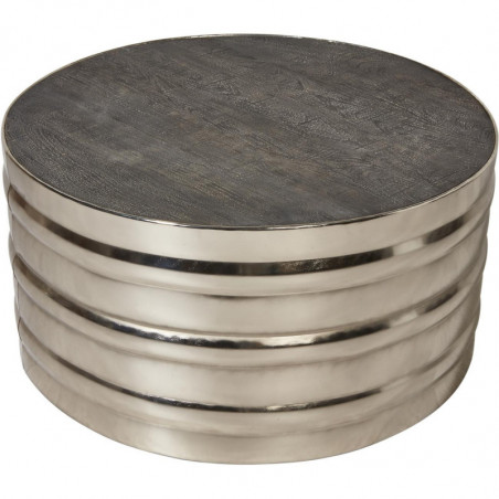 Table basse cylindre - Jari - D 75 x H 38 cm - Gris
