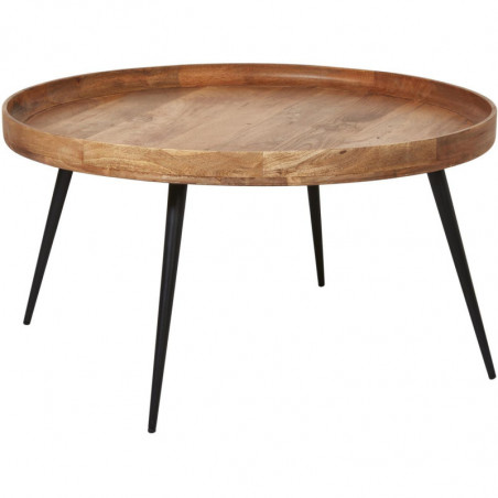 Table basse - Mumbai - D 85 x H 45 cm - Marron et Noir