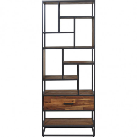 Bibliothèque en bois - Hudson - L 80 x l 32 x H 200 cm - Marron