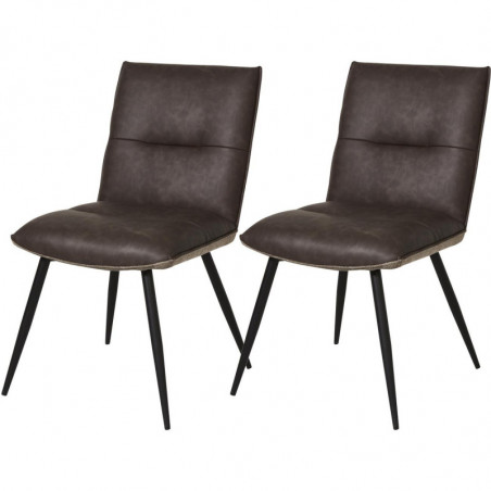 Lot de 2 fauteuils en cuir - Jonas - L 48 x P 66 x H 88 cm - Marron