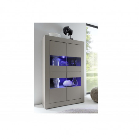 Vitrine murale à poser - Platinium - L 102 x l 43 x H 162 cm - Gris