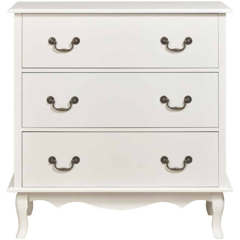 Commode - 3 tiroirs - Manille - L 90 x l 45 x H 91 cm - Blanc