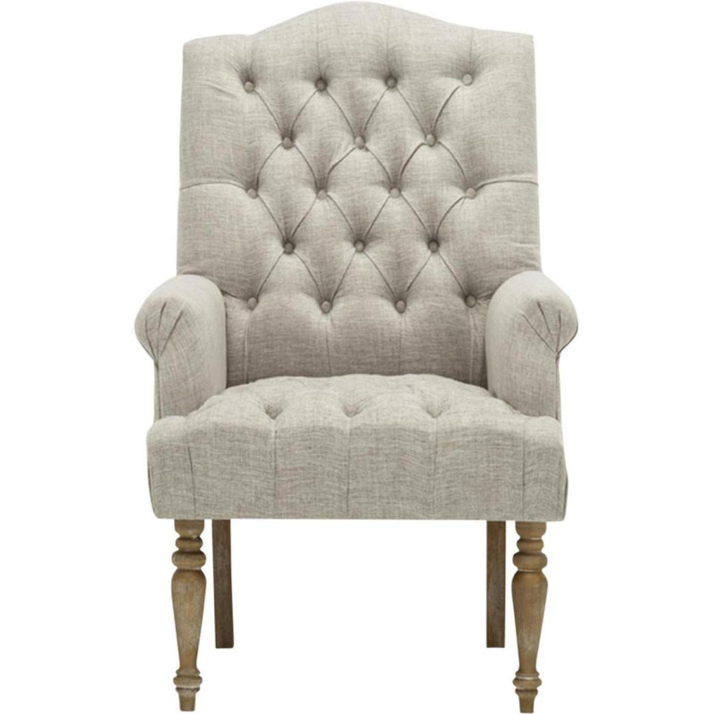 Fauteuil capitonné - Cheverny - L 75 x P 76 x H 103 cm - Gris