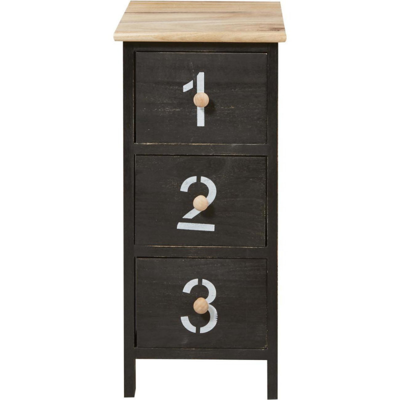 Commode - 3 tiroirs - Dalian - L 27 x l 31 x H 58 cm - Noir