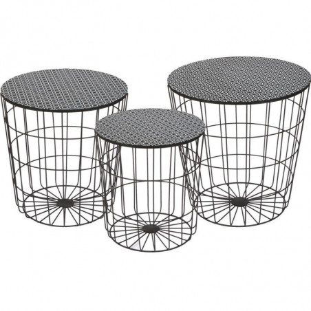 Lot de 3 tables d'appoint filaires - Austral - Tailles différentes - Noir