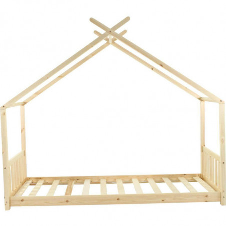 Structure de lit cabane enfant - Ellie - L 198 x l 98 x H 146 cm - Beige