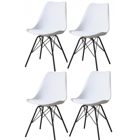 Lot de 4 chaises coques - Newman - L 49,5 x l 57,5 x H 84,5 cm - Blanc