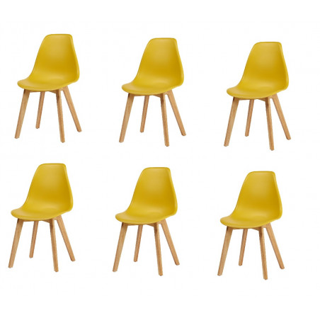 Lot de 6 chaises coques - Sacha - L 46,5 x l 53 x H 82 cm - Jaune