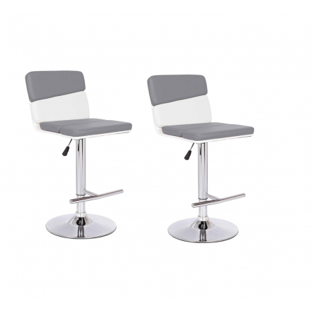 Lot de 2 tabourets de bar en cuir - Domimgo - L 42 x l 52,5 x H 111 cm - Gris