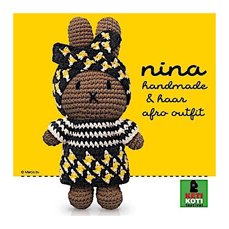 Doudou Miffy afro - L 25 x l 10 x H 35 cm - Nina - Marron