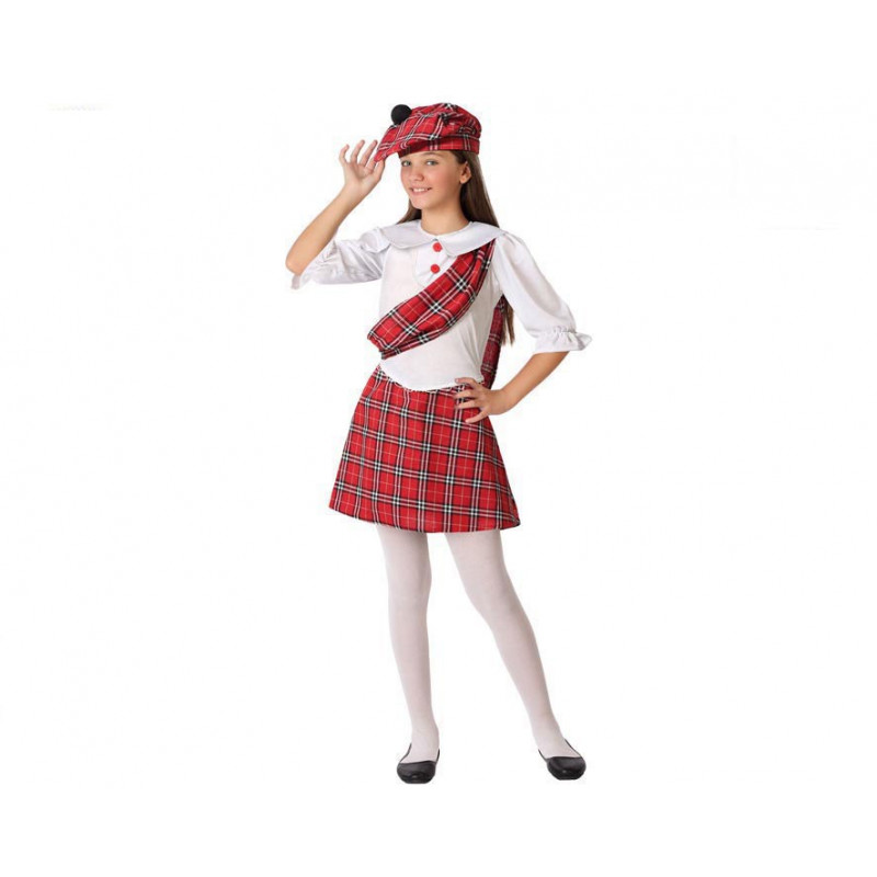 Déguisement jupe droite écossaise -  7/9 ans - Blanc/Rouge - Enfant