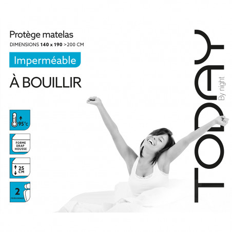 Protège matelas imperméable à bouillir - 140 X 190 cm - Blanc