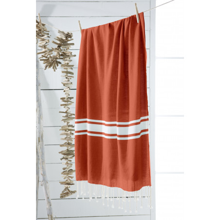 Serviette fouta en coton - 100 x 190 cm - Orange