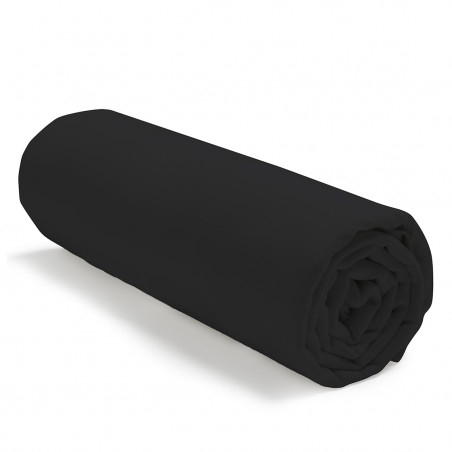 Drap housse en coton - Jersey - l 160 x L 200 cm - Noir