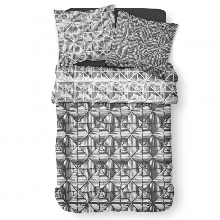 Parure de lit zèbre en coton - Sunshine - 240 X 260 cm - Gris