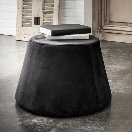 Pouf cylindrique en velours - Gold label - 31.5 X 34 X 46.5cm - Noir