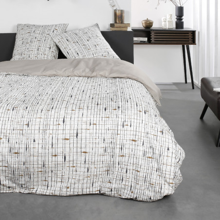 Parure de lit en coton réversible - Sunshine - l 240 x L 260 cm - Imprimé à carreaux