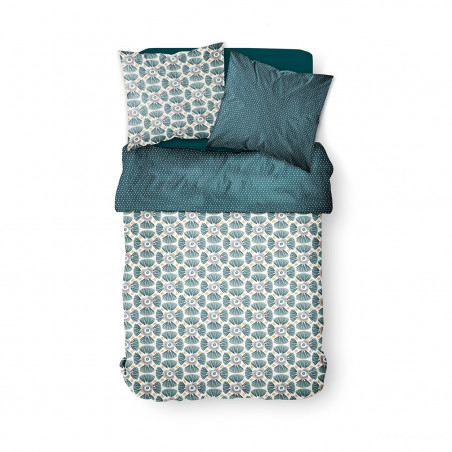 Parure de lit reversible graphique - Sunshine - 220 X 240 cm - Vert foncé