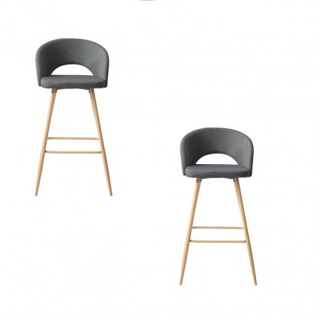 Lot de 2 tabourets de bar - Diabolo - L 48 x P 52 x H 98 cm - Gris foncé et noir