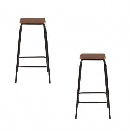 Lot de 2 tabourets - L 28 x l 28 x H 69,5 cm - Marron