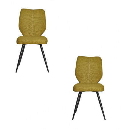 Lot de 2 chaises - Barbara - L 44 x P 52 x H 87 cm - Jaune moutarde