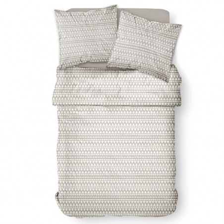 Parure de lit ethnique zébré - Sunshine - 220 X 240 cm - Beige et blanc