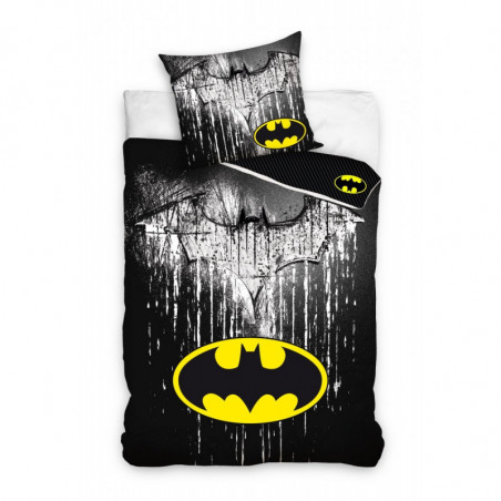 Parure de lit Batman - 140 x 200 cm - Taie 60 x 70 cm - Noir