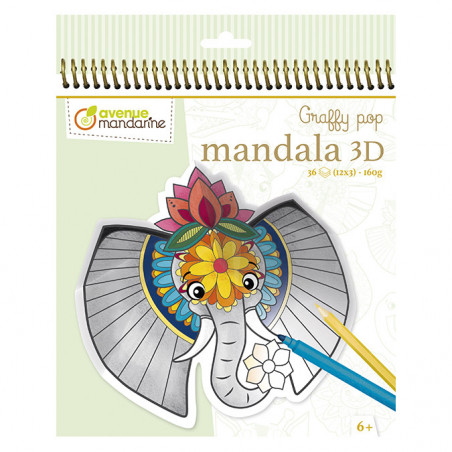 Bloc de coloriages - Graffy Pop Mandala 3D - Animaux de la savane