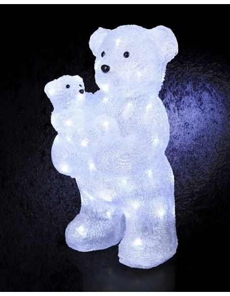 Décoration lumineuse Maman et bébé ours - 56 LED blanc froid
