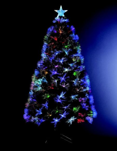 Sapin lumineux à fibres optiques et 136 ampoules LED - H 120 cm