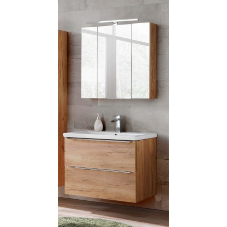 Ensemble meuble vasque + Armoire miroir - 80 cm - Elise Oak