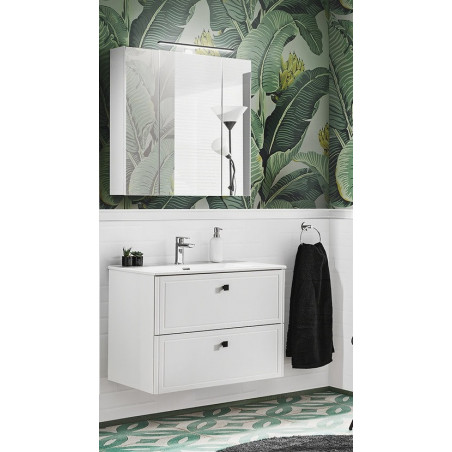 Ensemble meuble vasque + Armoire miroir - 100 cm - Cuba White