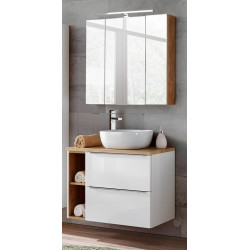 Meuble salle de bain 90 cm ROMY blanc + miroir led 90 cm x 105 cm