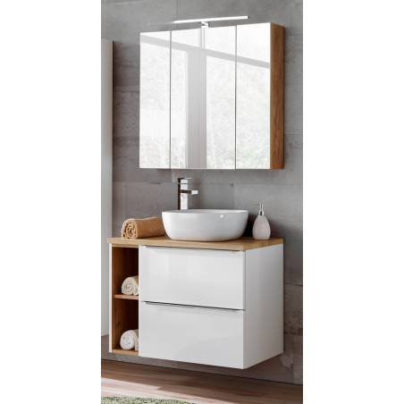 Ensemble meuble vasque + Armoire miroir - 80 cm - Elise White