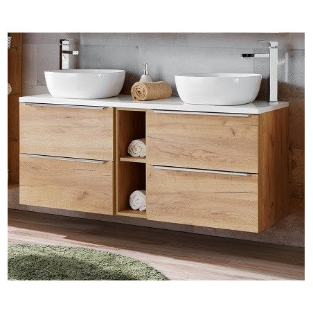 Ensemble meuble sous-vasque + vasque à poser - 140 cm - Capri Oak