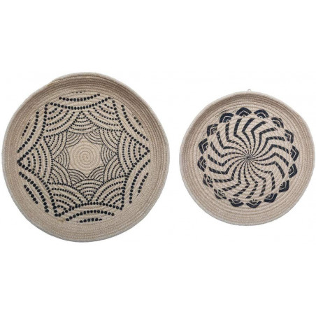 Set de deux décorations murales - Jute - Beige et Noir