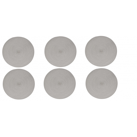 Lot de 6 sets de table - D 38 cm - Polypropylène - Gris clair