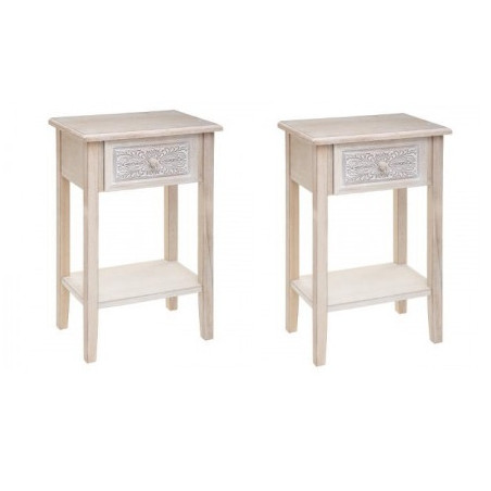 Lot de 2 tables de chevet - L 45 cm x l 30 cm x H 67 cm - Hina - Beige