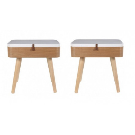 Lot de 2 tables de chevet en bois avec rangement - Elin - 40 x 30,5 x 54 cm