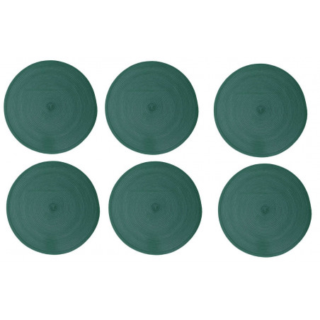 Lot de 6 sets de table ronds - D 38 cm - Vert émeraude