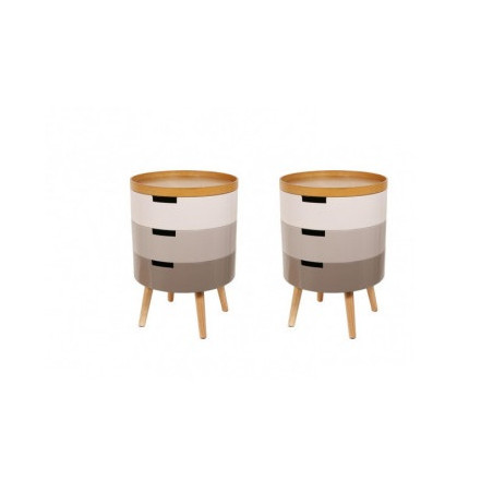 Lot de 2 tables de chevet empilable à 3 niveaux - L 38 x l 38 x H 55 cm - Multicolore