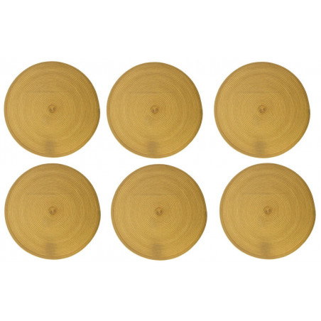 Lot de 6 sets de table ronds - D 38 cm - Doré