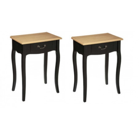 Lot de 2 tables de chevet - Chrysa - L 47 x l 30 x H 65 cm - Noir