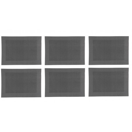 Lot de 6 sets de table - 50,5 x 35,5 cm - Texaline - Noir