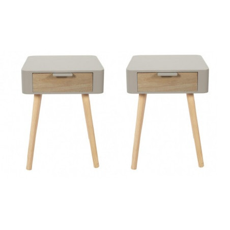 Lot de 2 tables de chevet bicolore - 48 x 37 x 34.8 cm - Taupe