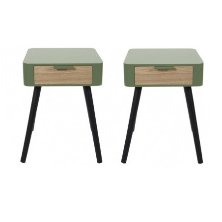 Lot de 2 tables de chevet bicolore - 48 x 37 x 34.8 cm - Vert