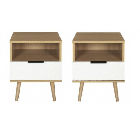 Lot de 2 tables de chevet - Sven - 49 x 40 x 35 cm - Marron