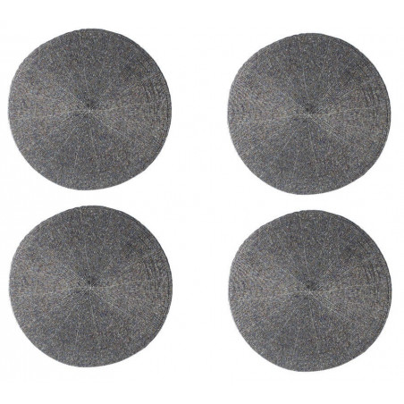 Lot de 4 sets de table perlé en coton - D 35 cm- Gris
